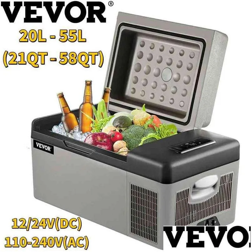 vevor mini car refrigerator fridge zer 12v/24v dc 110240v ac portable cooler 20l55l for camping picnic boating caravan bar