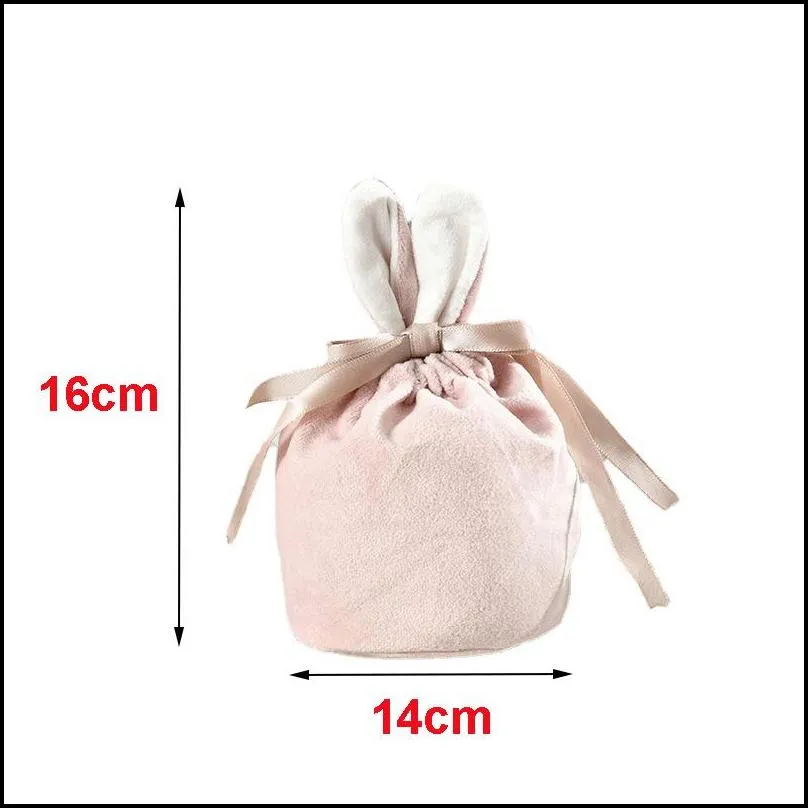 cartoon bunny ears velvet bag favor easter candy cookie wrapper pouch soft mini gift storage bags festival party supplies