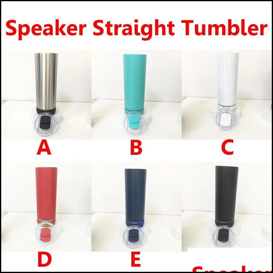 500ml sublimation wireless speaker tumbler blue tooth straight tumblers double wall stainless steel water cup with seal lids
