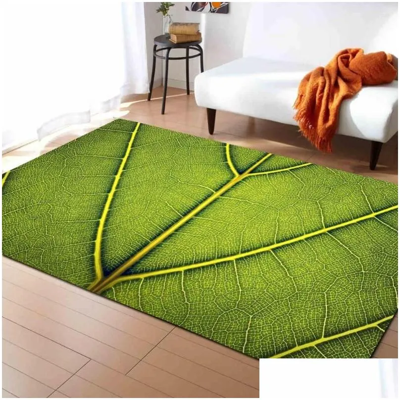 carpets large 3d green leaf vein rug bedroom kids room play mat memory foam area rugs carpet for living home decorative