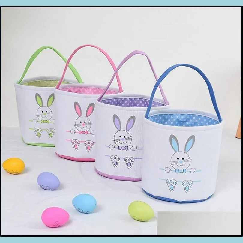 wholesale easter basket festive cute bunny ear bucket creative candy gift bag easters rabbit egg tote bags with rabbit tail 27 styles