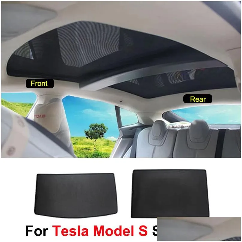 models skylight for tesla model s sunshade sunroof sunscreen foldable mesh uv insulation shade modified auto car accessories