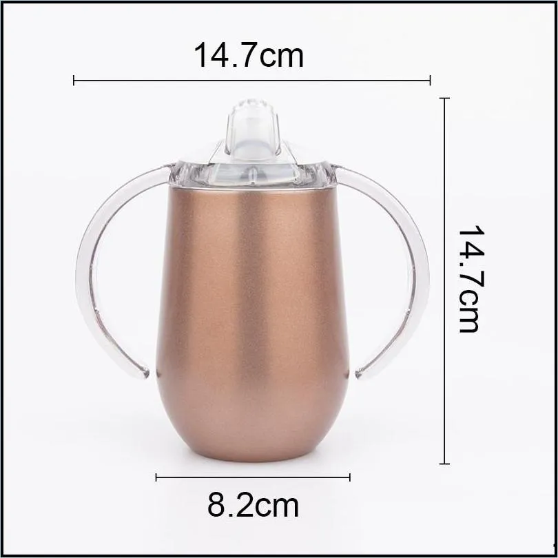10oz kids water bottle stainless steel sippy cup with handle double wall wine tumbler baby milk cups