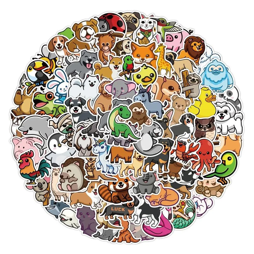 car sticker 10/50/100pcs lovely cute mixed animal stickers for kids girls water bottle notebook skateboard random cartoon pets vinyl