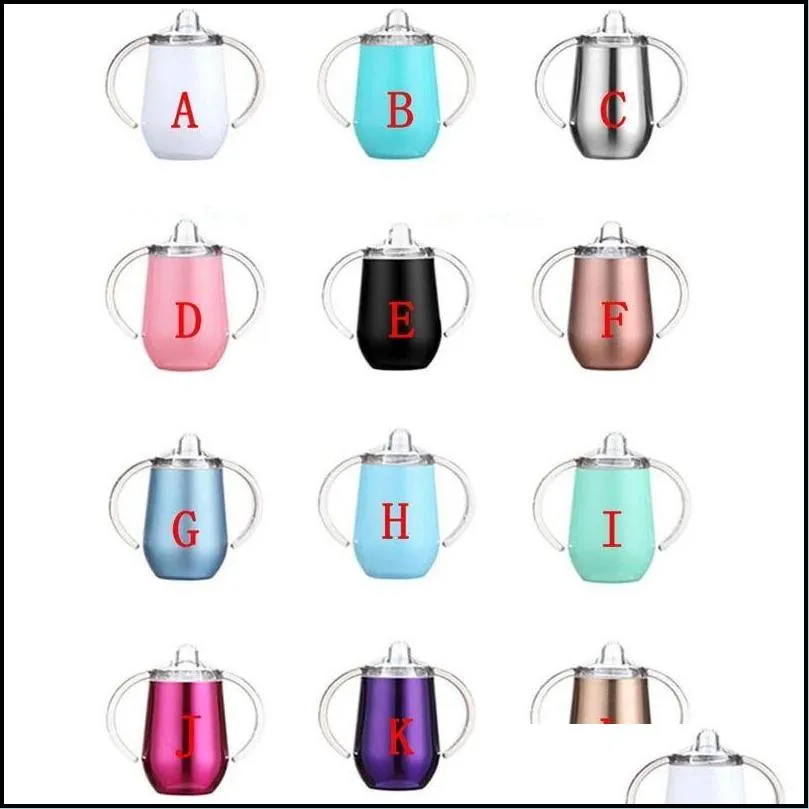 10oz kids water bottle stainless steel sippy cup with handle double wall wine tumbler baby milk cups