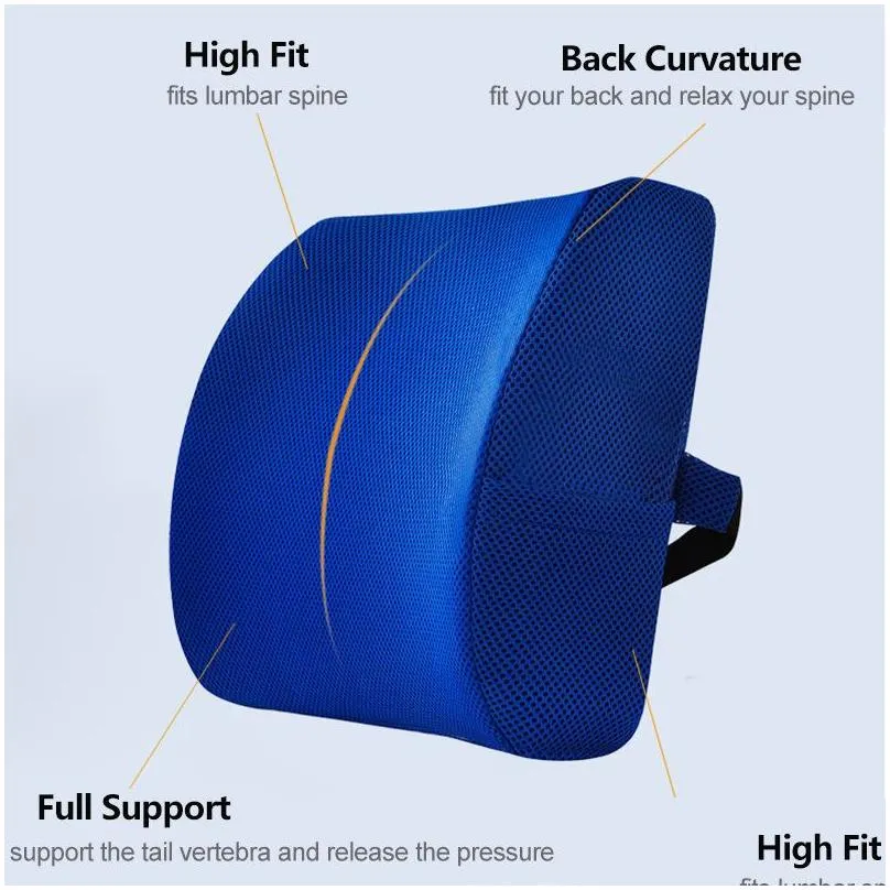 car lumbar support cushion memory foam waist pillow auto seat back cushion for car chair home office