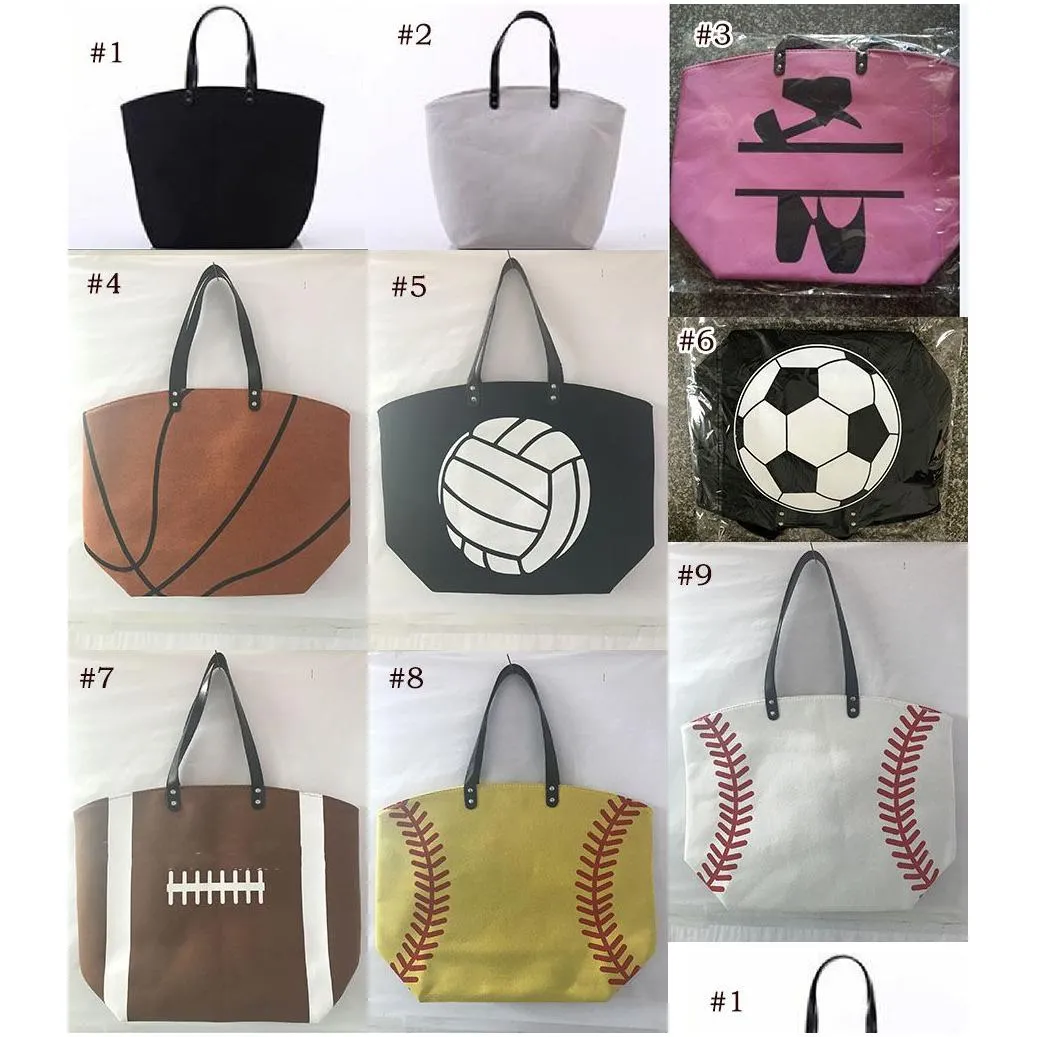 21 styles canvas bag baseball tote sports bags casual softball bag football soccer basketball cotton canvas tote bag m1379