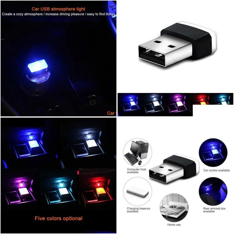 1pc car usb led atmosphere lights decorative lamp emergency lighting universal pc portable plug and play