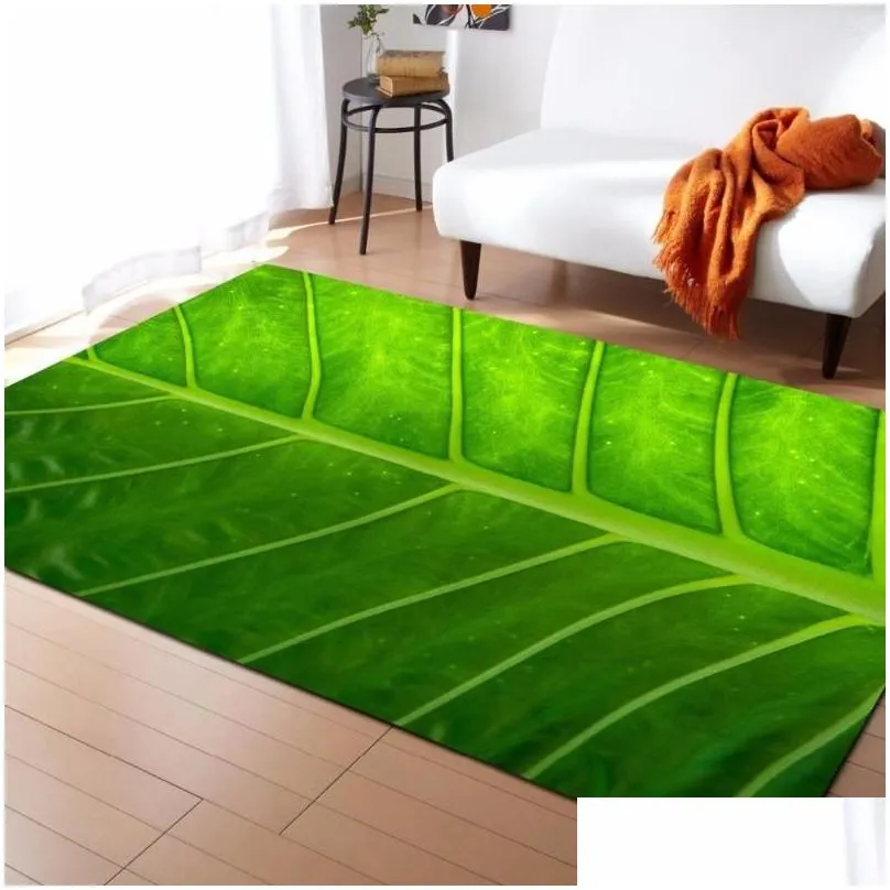 carpets large 3d green leaf vein rug bedroom kids room play mat memory foam area rugs carpet for living home decorative