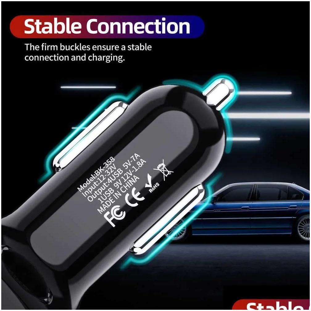 accnic 4 ports usb car  quick charge 3.0 fast car cigarette lighter splitter for samsung  xiaomi iphone  car