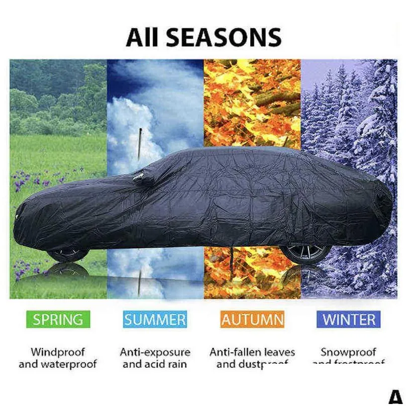 car covers universal suvsedan full outdoor waterproof sun rain snow protection uv zipper design black case cover sxxl j220907