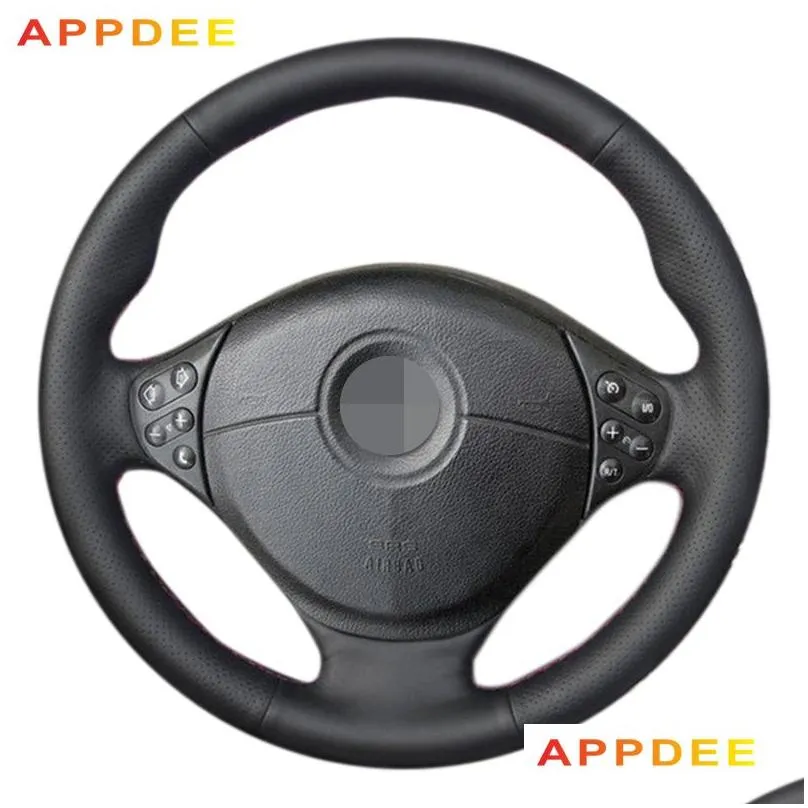 appdee black artificial leather car steering wheel cover for e39 5 series 19992003 e46 3 series 19992005 e53 x5 e36 z3