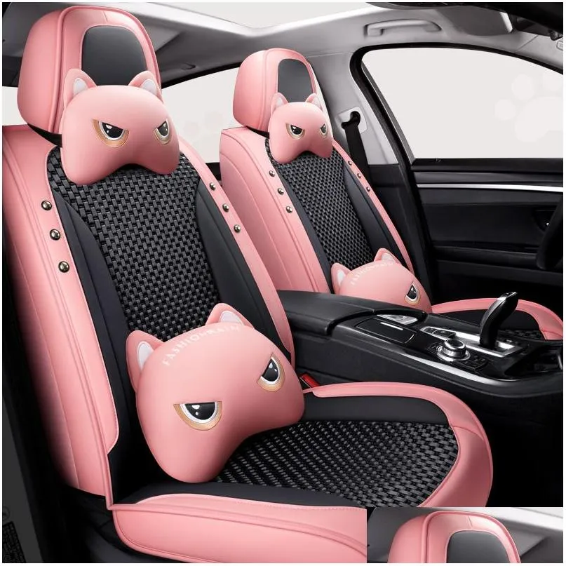 car accessory seat cover for sedan suv durable high quality leather universal five seats set cushion including front and rear covers full covered gray design