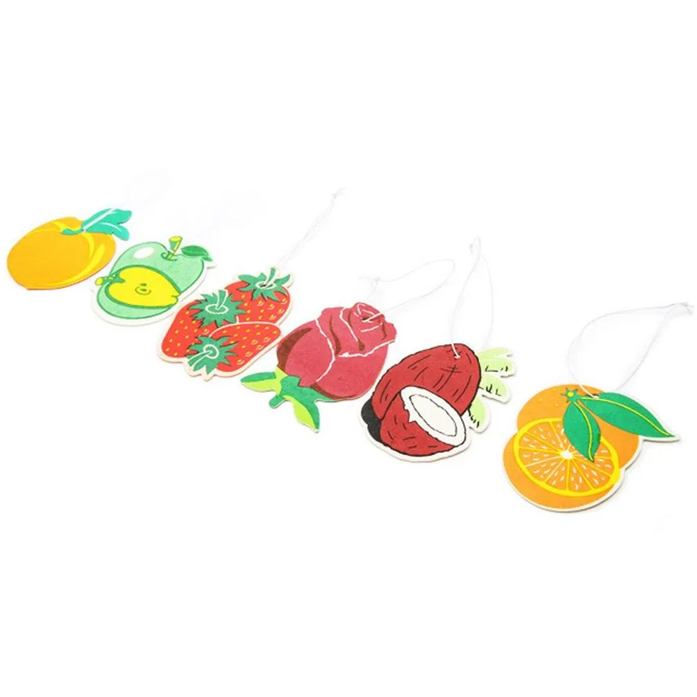 7pcs differnet scent hanging paper auto perfume for home boat lasting fragrance strawberry lemon scent car air freshener