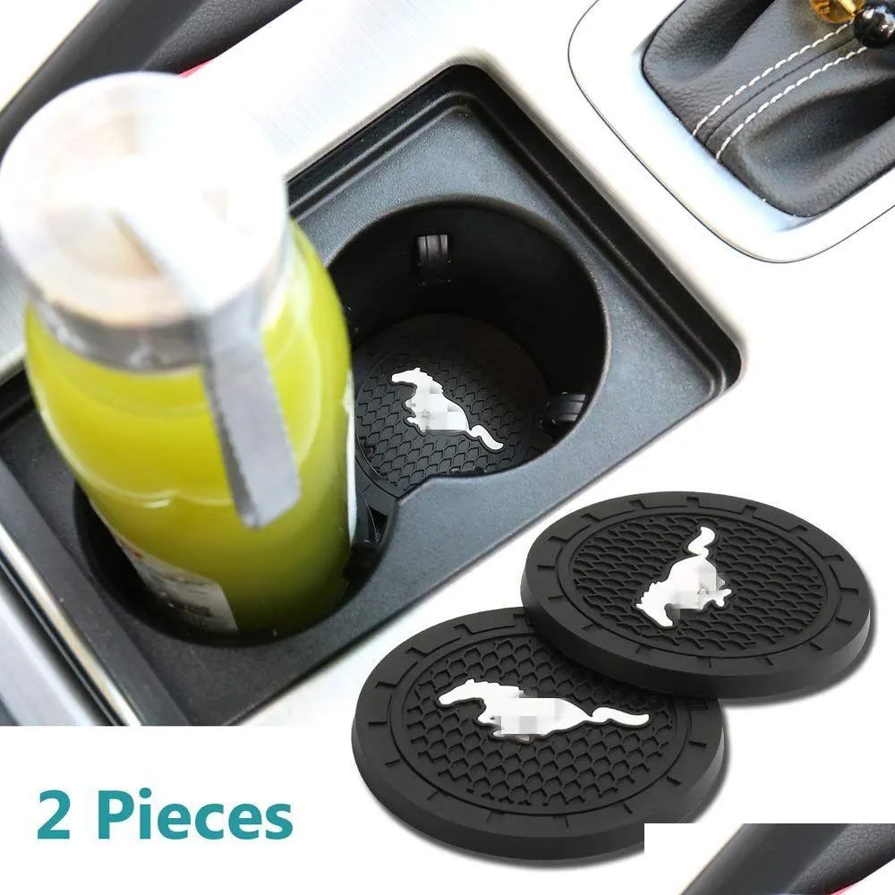 2 pcs 2.75 inch car interior accessories anti slip slot cup mats for mustang all models