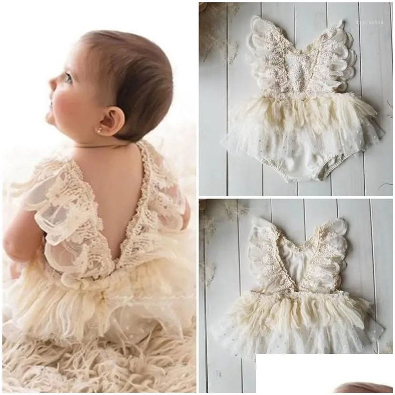 baby girls rompers born summer autumn lace flower backless romper princess elegant jumpsuit tutu dress onepieces outfits1