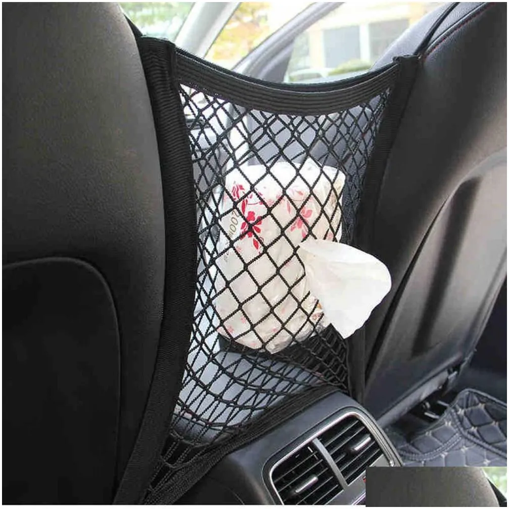 car interior accessories black organizer seat back storage elastic mesh net bag between luggage holder pocket for auto cars 30x23cm