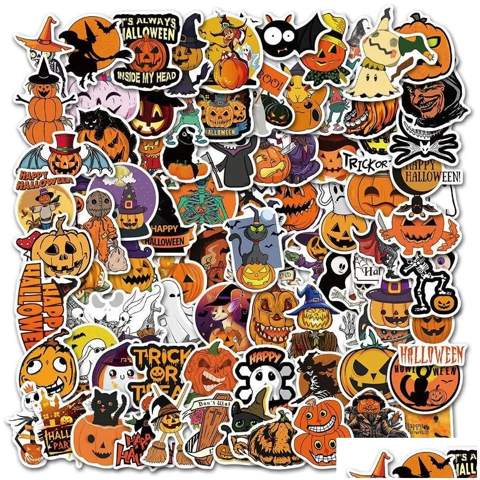 cool halloween sticker 100pcs waterproof vinyl skateboard guitar travel case sticker door laptop luggage car bike bicycle