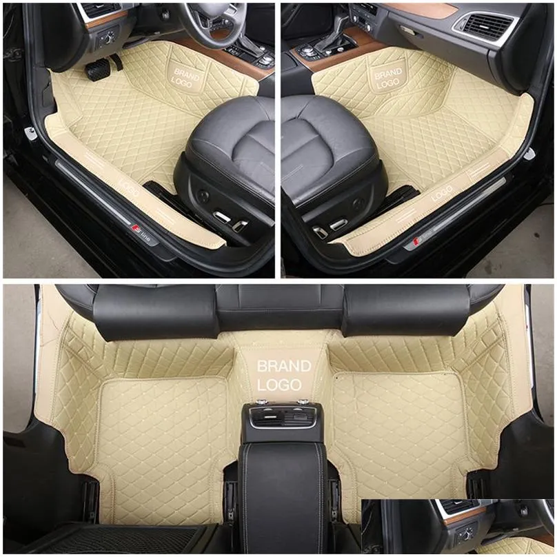 custom fit car accessories car mat waterproof pu leather eco friendly material for vast of vehicle full set carpet with logo design for ford bmw vw polo