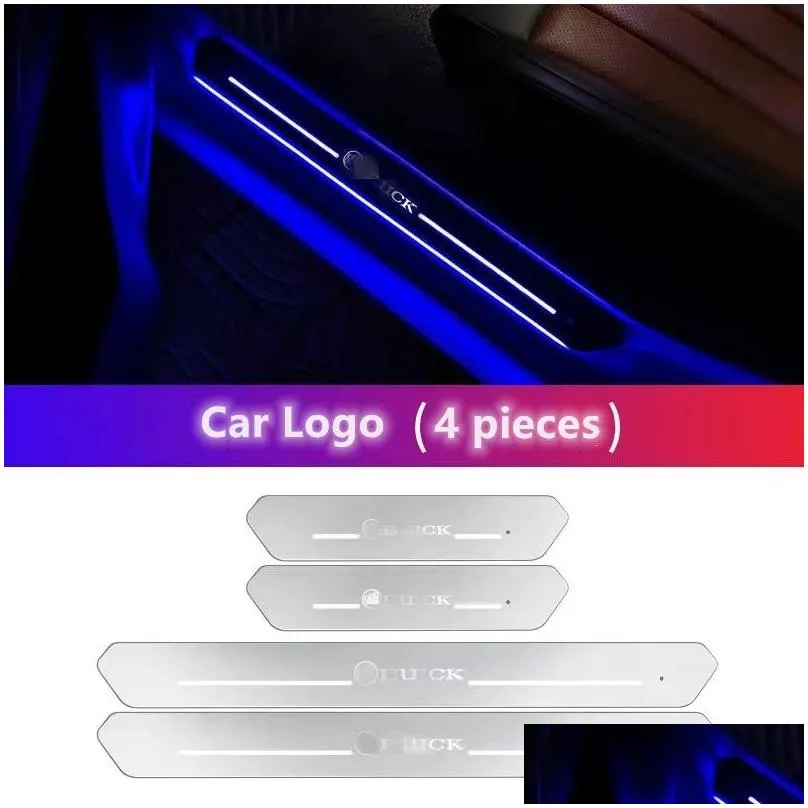 motocovers led car door borders decoration lights usb scuff plate pedal sill pathway light for most of vehicles custom logo suitable 4 doors cars trucks suv 7