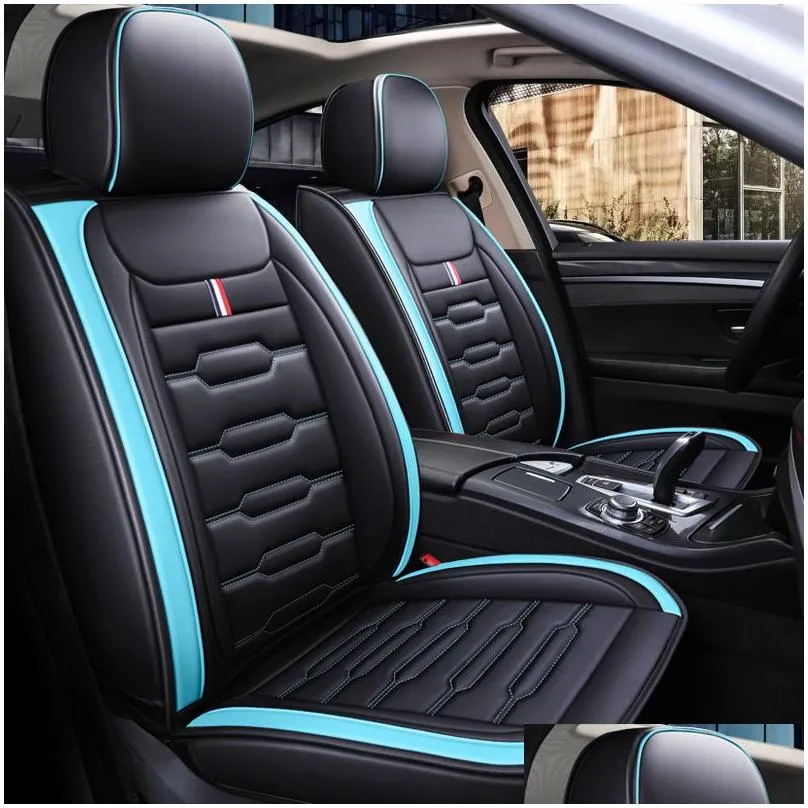 car accessory seat cover for sedan suv durable high quality leather universal five seats set cushion including front and rear covers full covered gray design