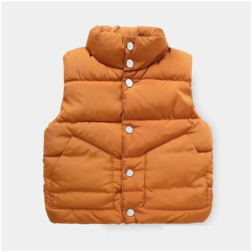 winter toddler boys thicken vest korean fashion solid warm cotton waistcoat for boy baby clothes kids sleeveless vest jacket