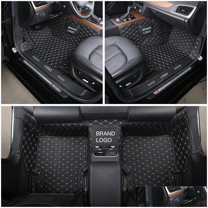 custom fit car accessories car mat waterproof pu leather eco friendly material for vast of vehicle full set carpet with logo design for ford bmw vw polo