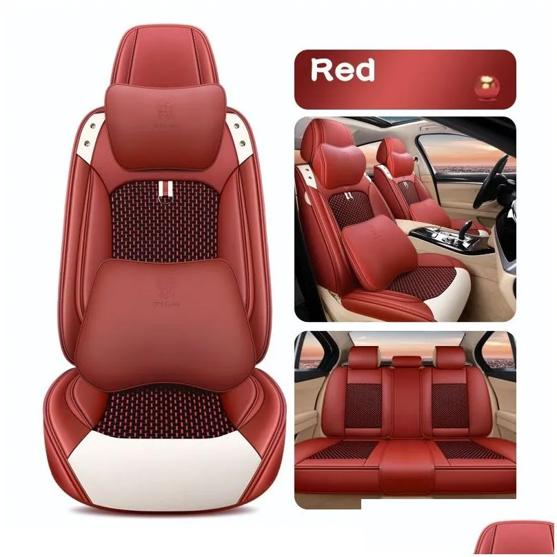 car interior accessories seat covers for most sedan suv durable leather universal five seaters full set mats front and back seats cushion