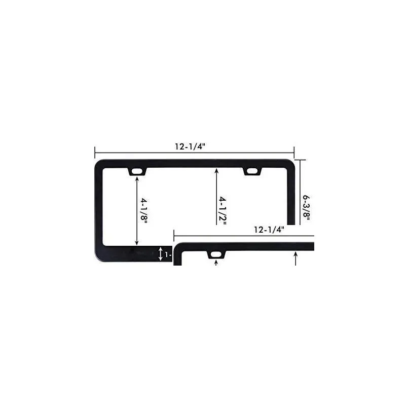 2pcs 2 holes matte aluminum black license plate frame with screw caps car licenses plate covers holders for us vehicles