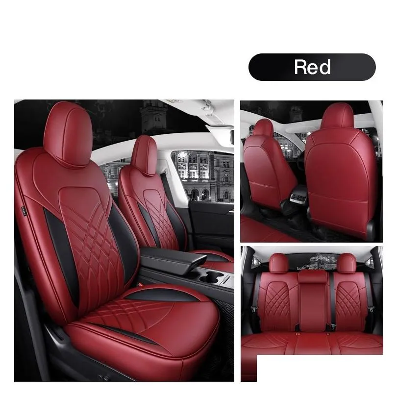 car accessories seat cover for tesla model y/s high quality leather custom fit 5 seaters cushion 360 degree full covered model 3 only made tesla