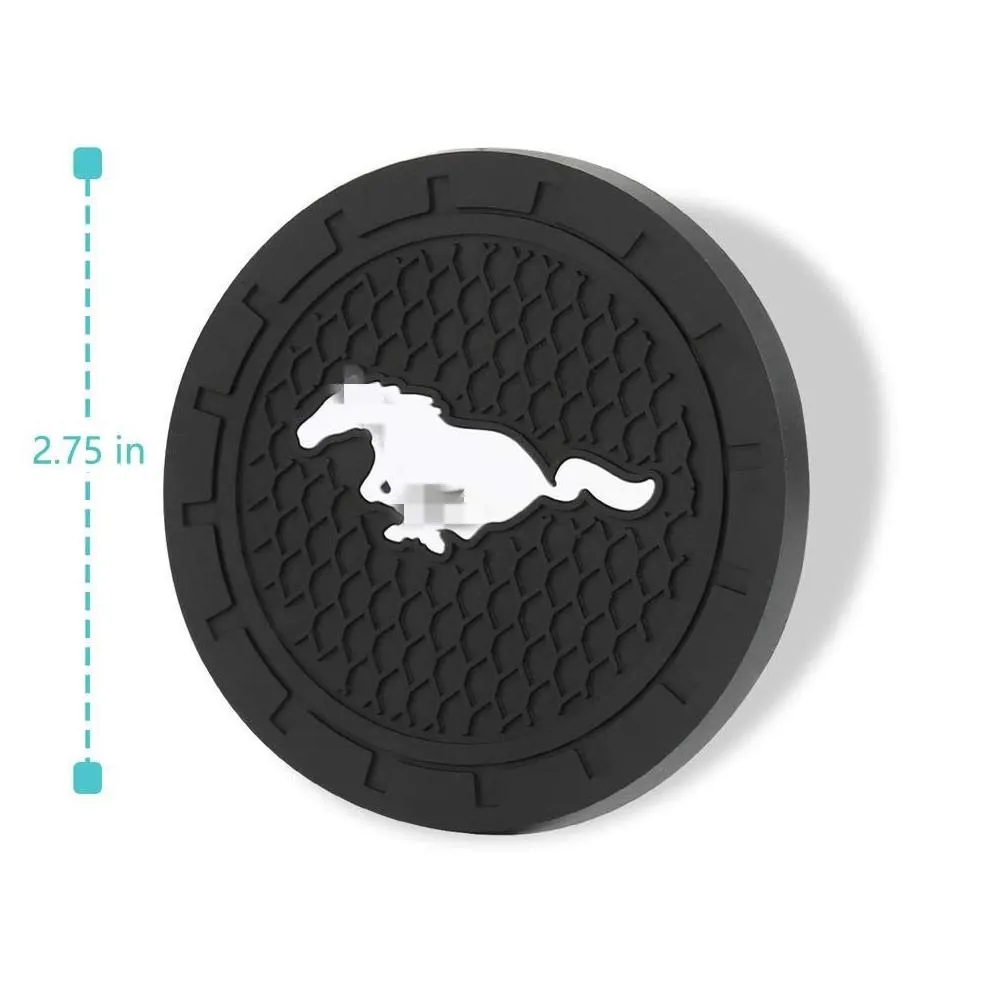 2 pcs 2.75 inch car interior accessories anti slip slot cup mats for mustang all models