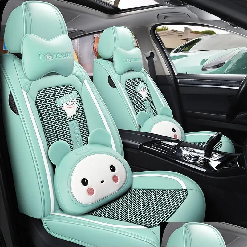 car accessory seat cover for sedan suv durable high quality leather universal five seats set cushion including front and rear covers full covered gray design