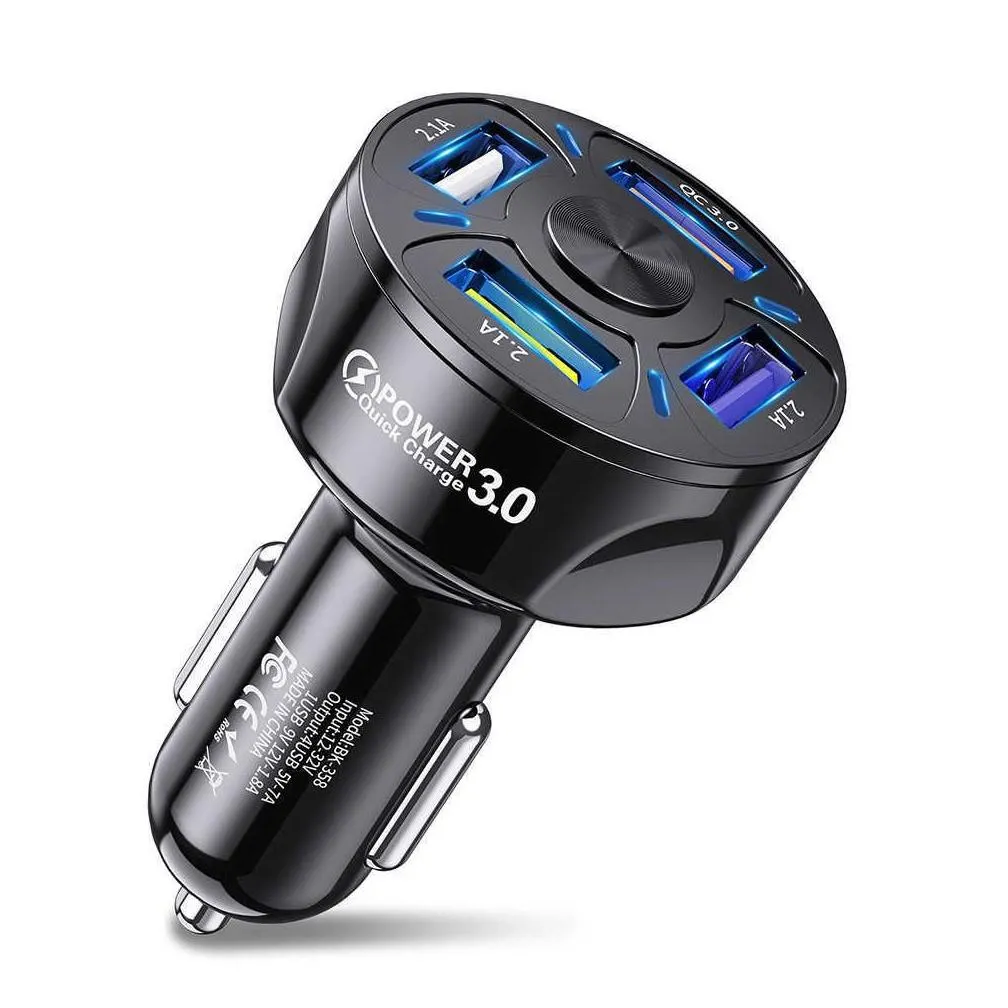 accnic 4 ports usb car  quick charge 3.0 fast car cigarette lighter splitter for samsung  xiaomi iphone  car