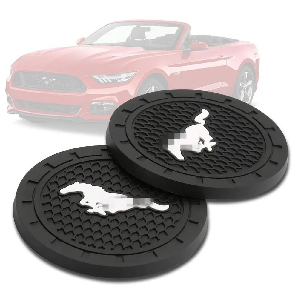 2 pcs 2.75 inch car interior accessories anti slip slot cup mats for mustang all models