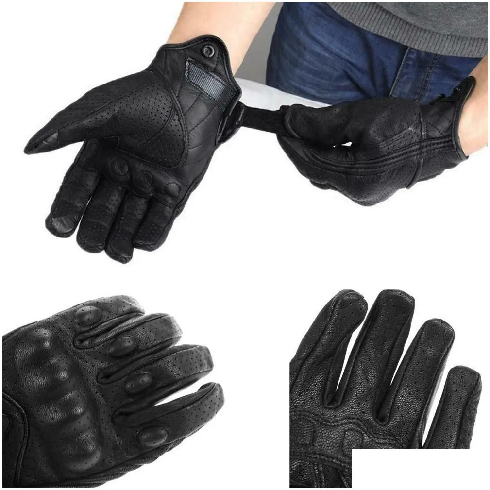 retro pursuit perforated real leather motorcycle gloves moto waterproof gloves motorcycle protective gears motocross gloves gift