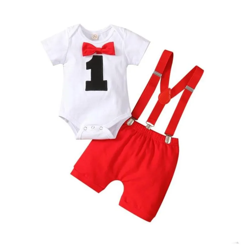 clothing sets baby boy one year birthday outfit 1st toddler clothes party formal red black grayclothing