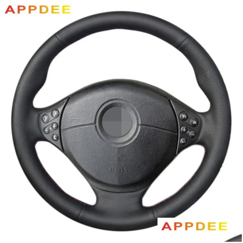 appdee black artificial leather car steering wheel cover for e39 5 series 19992003 e46 3 series 19992005 e53 x5 e36 z3