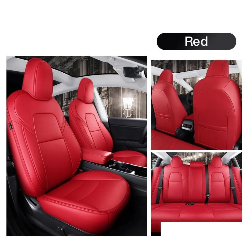 car accessories seat cover for tesla model y 3 high quality leather custom fit 5 seaters cushion 360 degree full covered model 3 please note your car model and
