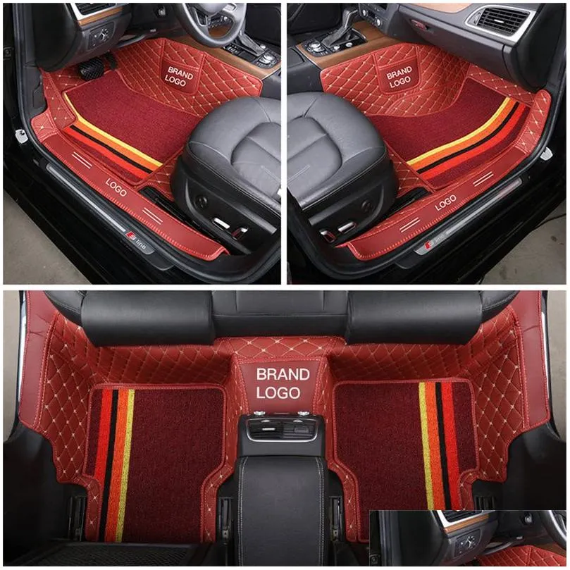 custom fit car interior accessories floor mat waterproof leather eco friendly specific carpet for automobile double layers full set with logo