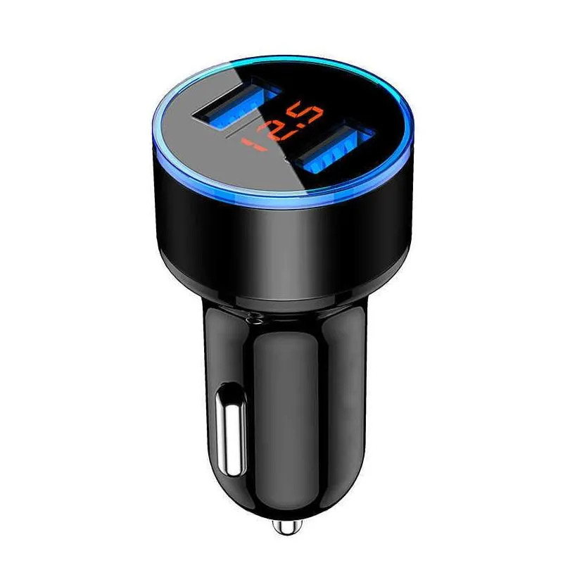 universal car  usb vehicle dc12v24v 5v 3.1a dual 2 port power adapter with voltage display high quality