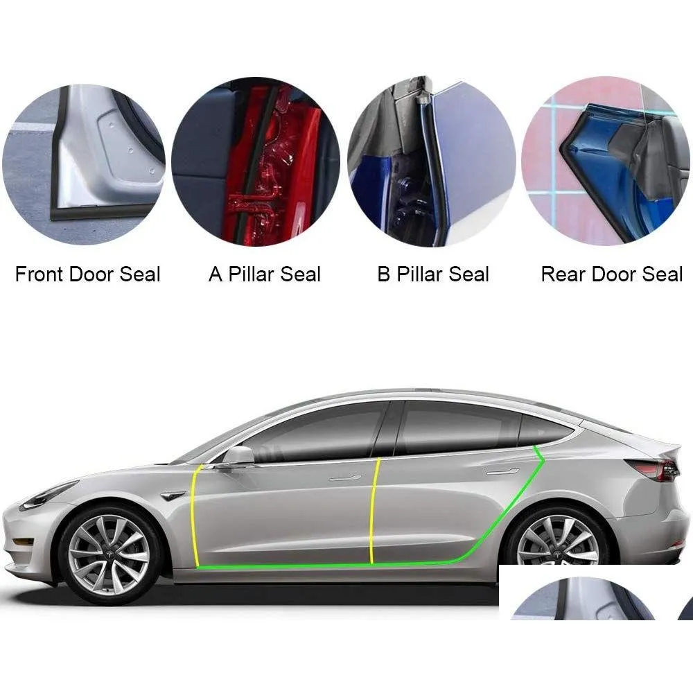 tesla model 3 door seal kit soundproof rubber weather draft seal strip wind noise reduction kit