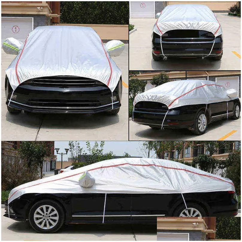 car covers half car cover for suv waterproof snow with reflective stripe oxford sun rain snow protection cover universal for sedan