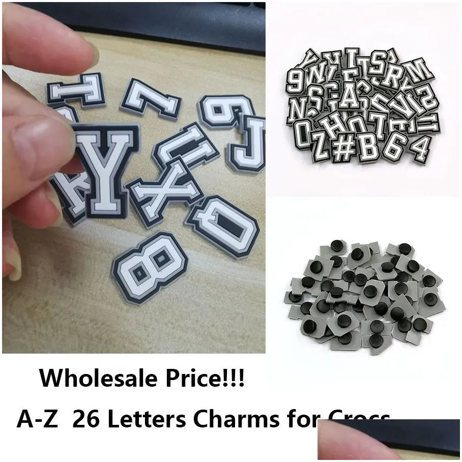 wholesale white color mixed 26 letters soft rubber pvc shoe charms buckles fashion accessories