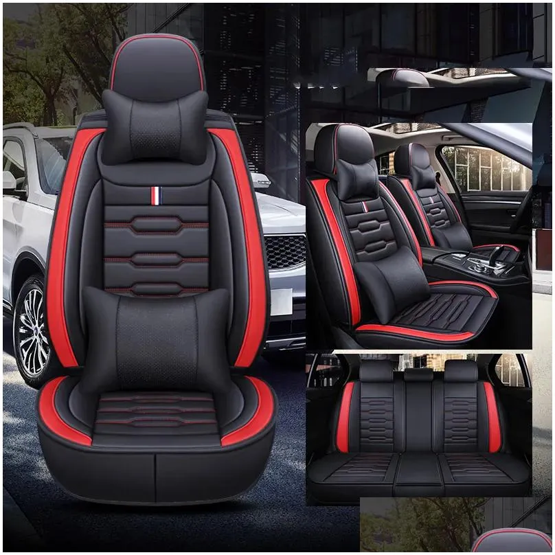 car accessory seat cover for sedan suv durable high quality leather universal five seats set cushion including front and rear covers full covered gray design