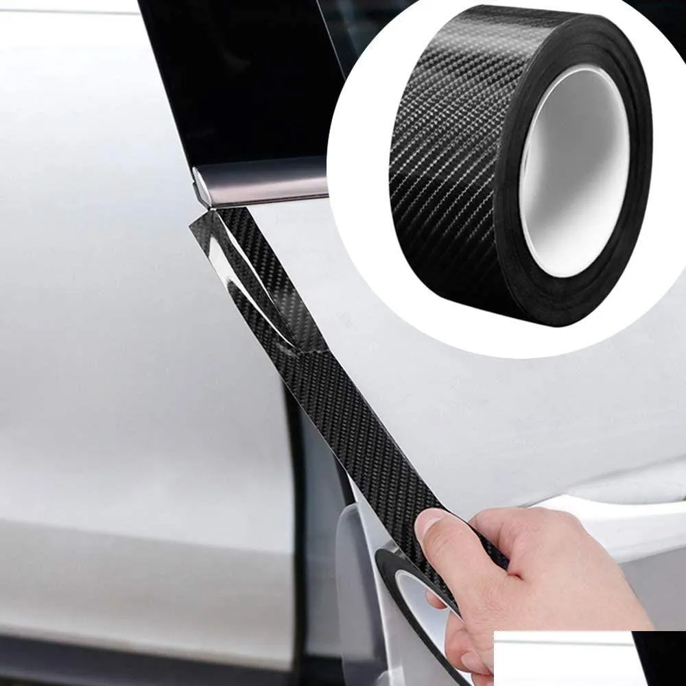 car door edge guards carbon fiber car wrap film 5d gloss transparent vinyl selfadhesive sill protection film anticollision fits most