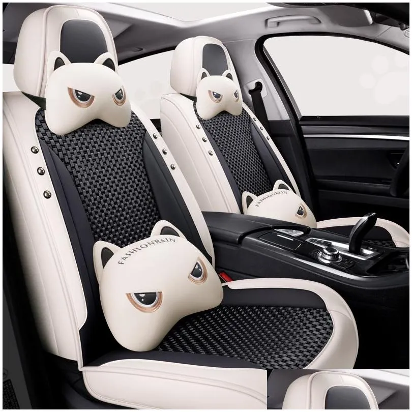 car accessory seat cover for sedan suv durable high quality leather universal five seats set cushion including front and rear covers full covered gray design