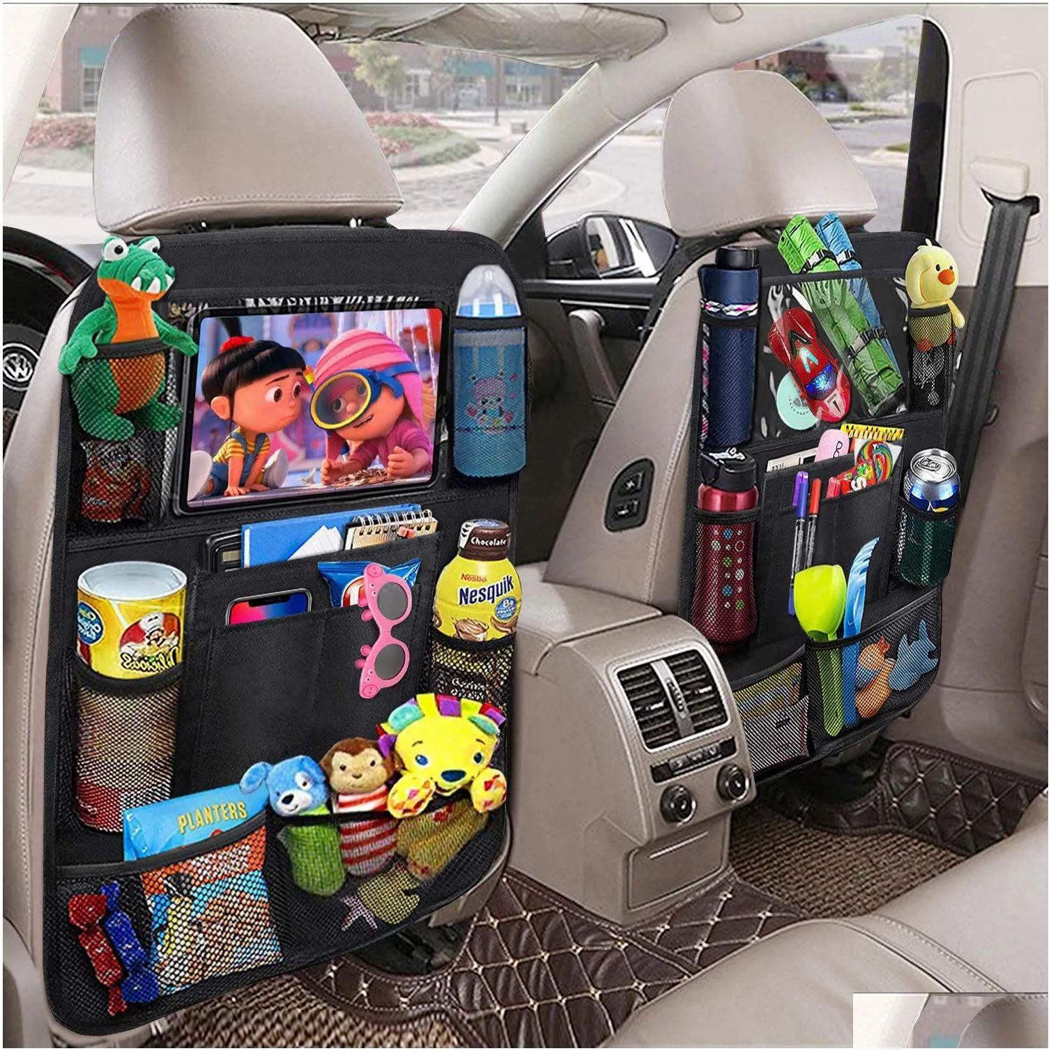 car interior accessories backseat organizer with touch screen tablet holder 9 storage pockets kick mats car seat back protectors for kids