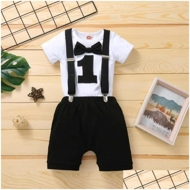 clothing sets baby boy one year birthday outfit 1st toddler clothes party formal red black grayclothing