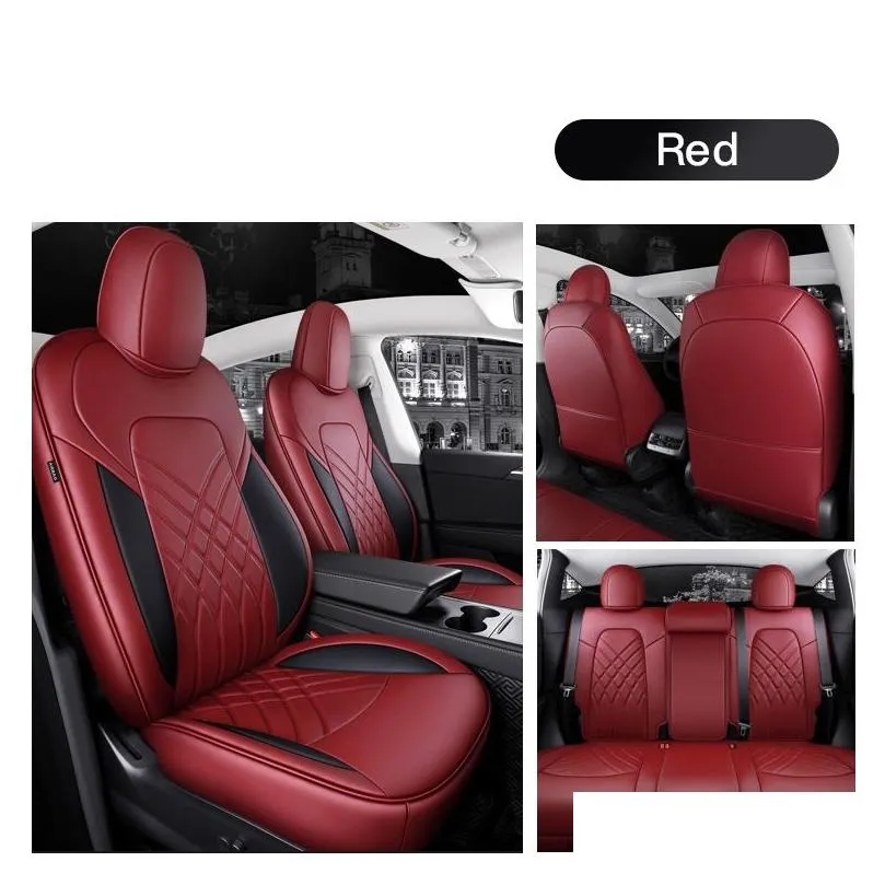 car accessories seat cover for tesla model y/s high quality leather custom fit 5 seaters cushion 360 degree full covered model 3 only made tesla