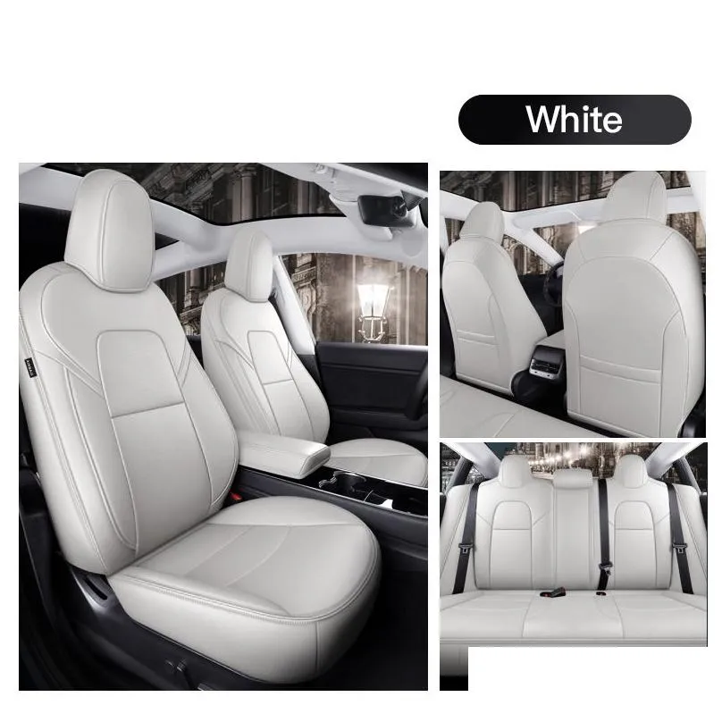 car accessories seat cover for tesla model y 3 high quality leather custom fit 5 seaters cushion 360 degree full covered model 3 please note your car model and